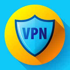 Virtual Private Network shield icon showing online security, data protection, and privacy defense for web, app, and cybersecurity design projects