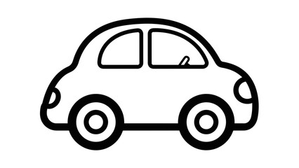 Simple Car Coloring Page with Rounded Line Art for Preschool Children