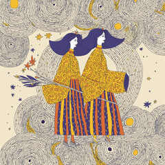 双子座。星占い。星座。神話