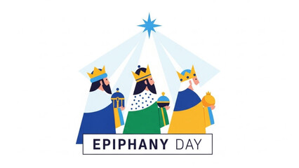 Three Wise Men with gifts and crowns Epiphany Day illustration flat vector design for religious celebration and greeting cards