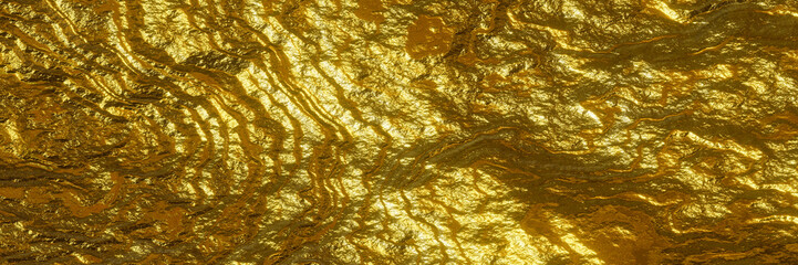 Abstract gold background. Wavy golden texture