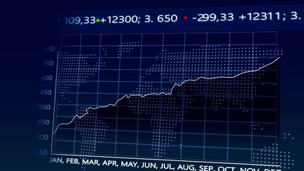 Global Financial Growth Chart with World Map and Stock Market Data Visualization - Powered by Adobe