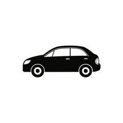 Fototapeta premium Simple side view of a black hatchback car on transparent background silhouette