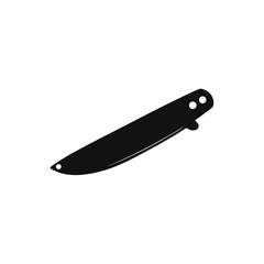 Illustration of a black folding knife tool on transparent background silhouette