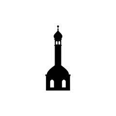 Silhouette of a tall islamic architecture on transparent background
