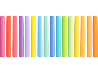 Fototapeta premium Neatly arranged colorful pastel pencils, isolated on transparent background. Education, creativity, and art supplies concept.