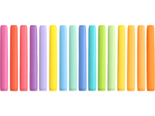 Neatly arranged colorful pastel pencils, isolated on transparent background. Education, creativity, and art supplies concept.