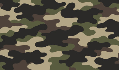 Fototapeta premium Camouflage pattern background with smooth organic shapes in green brown beige and dark tones