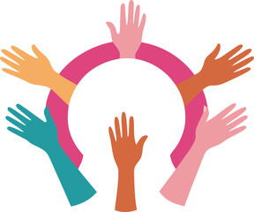 Diverse hands united for women's empowerment