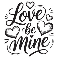 Fototapeta premium Hand Drawn Brush Stroke Hearts with Lettering – Romantic Wedding Design