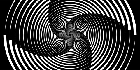 Fototapeta premium Abstract Circular Pattern Vector Background. Round Colorful Arcs Spiral Backdrop. Moving Circles. 3D Tunnel Depth Effect. Vector Illustration. Radial Speed Lines.