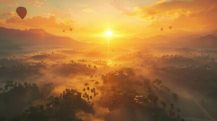 Epic Colorful Sunrise Scene Revealing a Misty Mountain Valley at Dawn