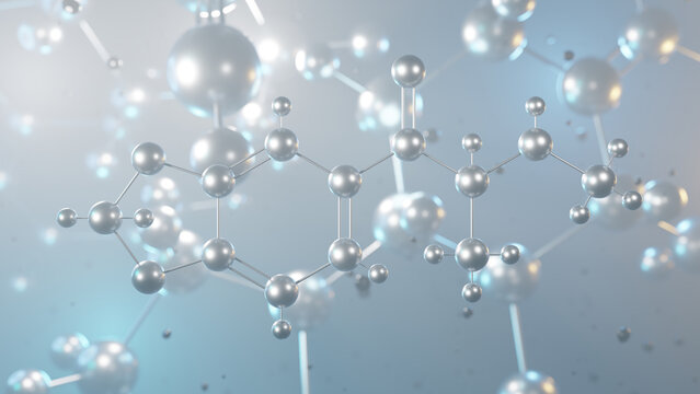 methylone molecular structure, 3d model molecule, cns stimulant structural chemical formula view from a microscope