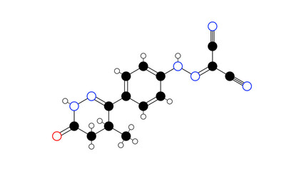 levosimendan molecule, structural chemical formula, ball-and-stick model, isolated image inotropic agents