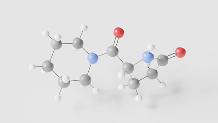 fasoracetam molecule 3d, molecular structure, ball and stick model, structural chemical formula neuroprotective agent