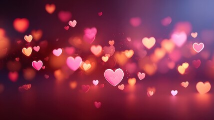 Floating hearts in a dreamy background