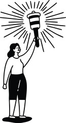 Empowered woman holding torch of progress