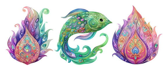 Fototapeta premium Elegant and Powerful Conceptual Illustration of Graceful Fish Design Elements