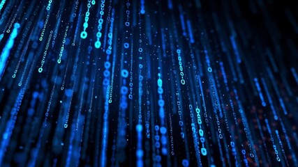 Abstract digital background with flowing blue data streams and binary code representing technology network cybersecurity and futuristic concepts - Powered by Adobe