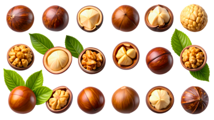 Various of chocolate pralines from top view isolated on background, collection tasty sweet dessert chocolate, piece of dark chocolate.