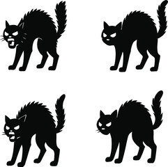 set of cats silhouettes