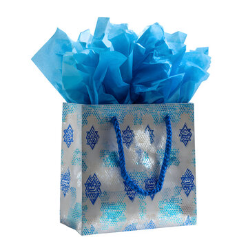 Blue Gift Box with Ribbon Isolated on White Background for Present Wrapping and Holiday Celebration