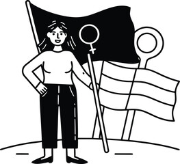 Woman holding feminism symbol for empowerment