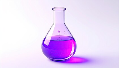 A round-bottom flask with purple liquid and a graduated neck