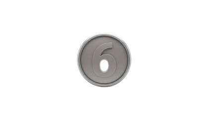 Gray number six in round coin