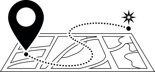 Delivery map navigation with location pin and dotted route