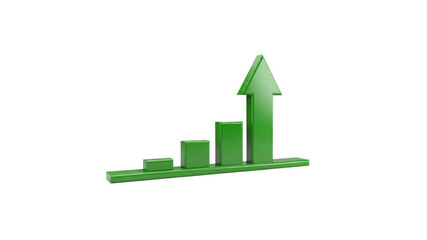 3D Green Upward Bar Chart Growth