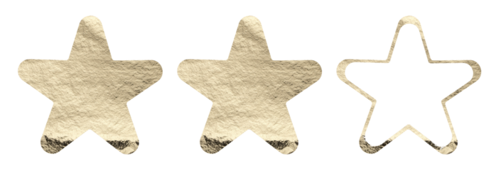 User rating with two three stars reflects moderate feedback and partial satisfaction choice. Digital