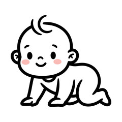 Cute cartoon baby crawling with a happy smile.