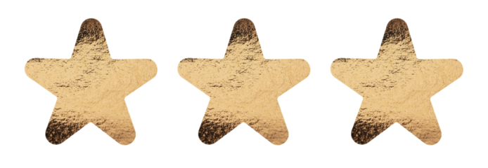 Three stars rating represents confirmed standard quality and reliable performance result. Metallic