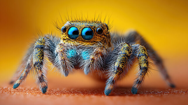 Colorful Jumping Spider With Bright Eyes