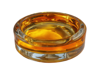 Golden Glass Ashtray in Sunlight