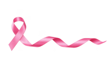 Pink breast cancer awareness ribbon with wavy tail isolated on transparent background isolated on transparent background
