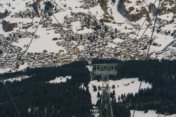 Ski resort town overview from a gondola lift klosters © Juanmarcos