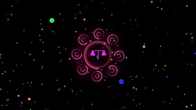 Floodlights background animation with vibrant red, blue, green, and yellow pattern color particles.