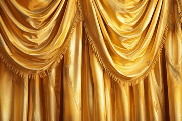 Luxurious golden drapes adding a touch of elegance and sophistication to interior design