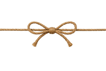 Rustic jute twine bow with horizontal rope isolated on transparent background isolated on transparent background