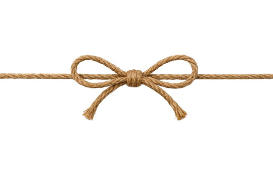 Rustic jute twine bow with horizontal rope isolated on transparent background isolated on transparent background