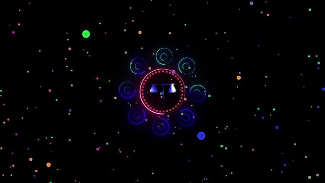 Floodlights background animation with vibrant red, blue, green, and yellow pattern color particles.