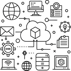 Finance line icons set. Money payments elements outline icons collection.