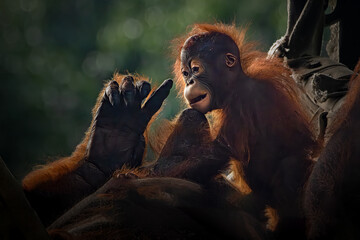 Mother and orangutan cub © Riadi
