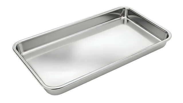 Rectangular Stainless Steel Tray Product Shot Isolated on White Background