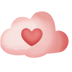 Cute Heart Cloud Illustration in Soft Pink for Romantic Love Design
