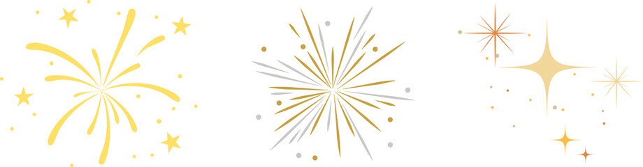 Fireworks New Year Single Element fireworks explosion with gradient sparkles, minimal flat colorful...