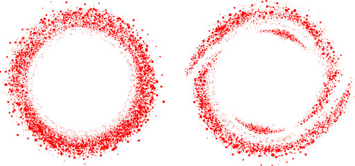 Red Glitter Circle Red glitter. Red sparkle confetti. Shiny glittering dust. Red Foil splatter...