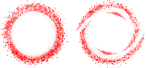 Red Glitter Circle Red glitter. Red sparkle confetti. Shiny glittering dust. Red Foil splatter glitter Red  stroke on transparent background. Festive background with gold glitter 